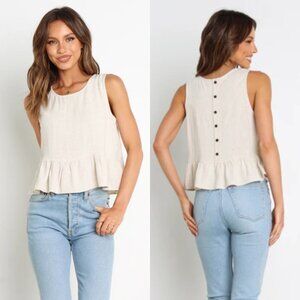 Petal & Pup Cream Tank Top with Ruffle Hem